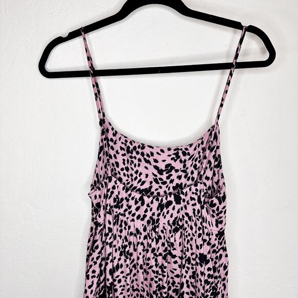 Stillwater Memz Pebbles Pink Cheetah Leopard Print Tiered Leg Slit Maxi Dress XS - Picture 10 of 13